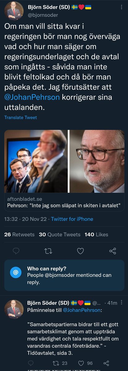 Påminnelse om att SD:s officiella mediekanaler konsekvent kablat ut skitsnack om samarbetspartierna sen valet. Ledsen, blåa partierna, avtalet var aldrig avsett att funka åt båda hållen. Det är till för att de ska kunna hugga er i ryggen utan att behöva ta ansvar för något svårt.