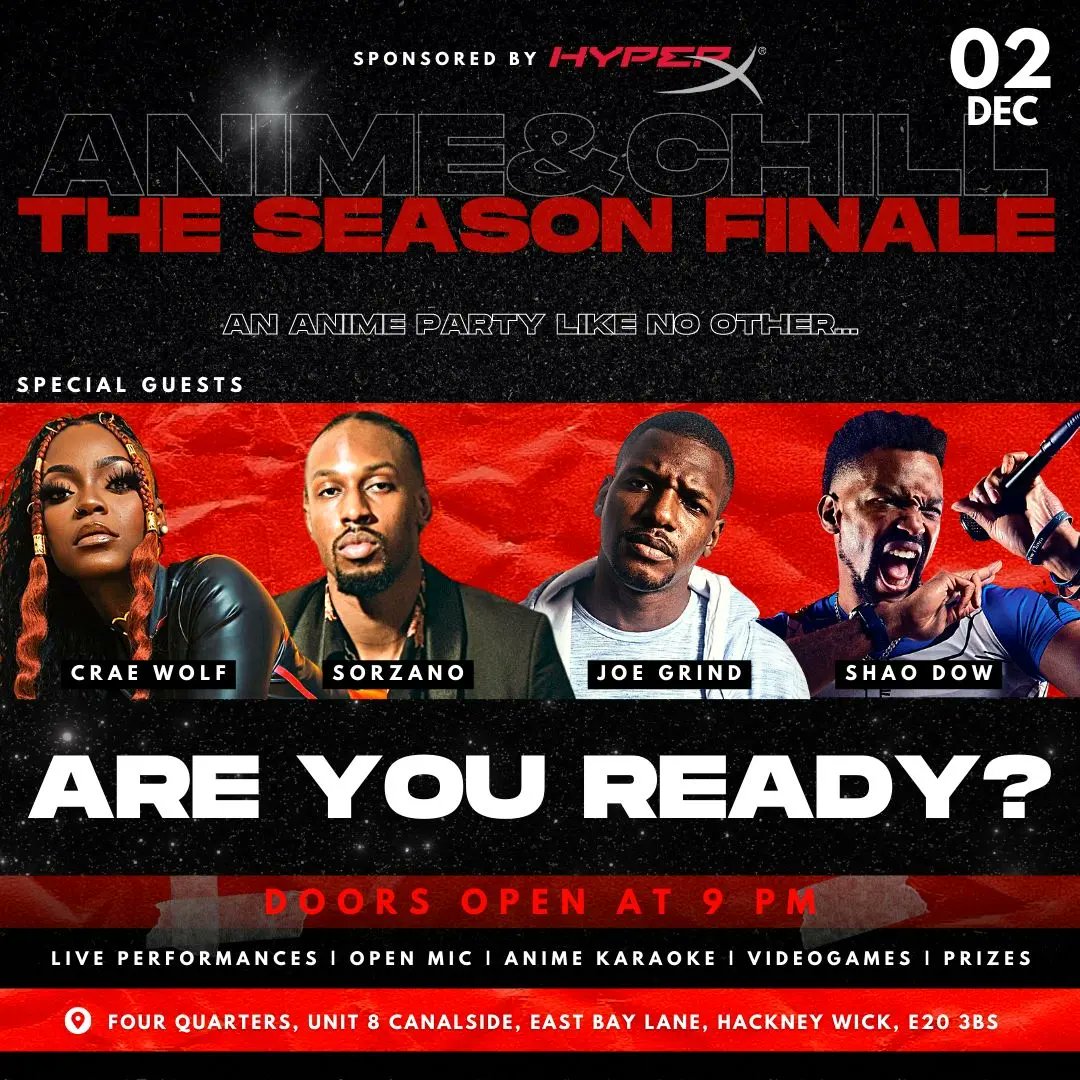 I'm honoured to be headlining the very first <a href="/AnimeandChillUK/">Anime & Chill</a> live music event and Christmas party on 2nd December.

Performances on the night from <a href="/CraeWolf/">Crae Wolf</a> <a href="/sorzano88_/">Ricardo Sorzano</a> and my bro @JoeGrindSN1

I love the A &amp; C community. Its awesome.

Check the replies for ticket link.