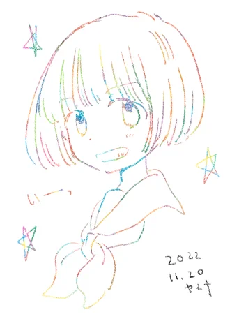 着彩なしだとこんな。いろんな色が出る色鉛筆みたいな線にしたかったん。 