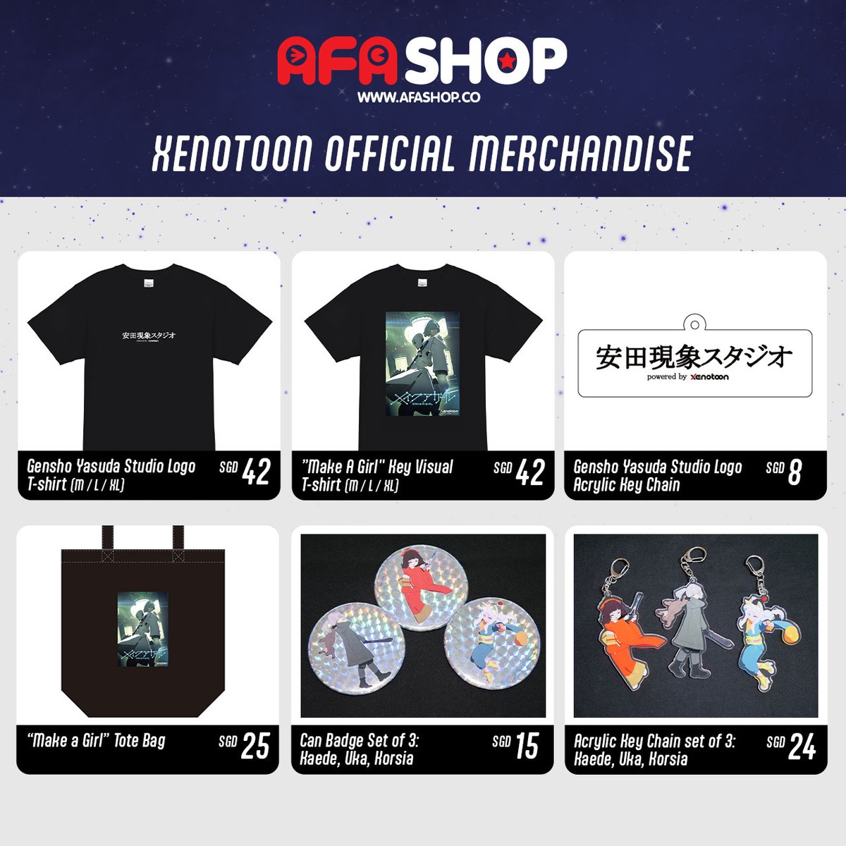 animefestasia's tweet photo. 🛍️ #AFASHOP Merchandise 🛍️
We are rolling out the merchandise list available at AFASHOP in #AFASG22!
XENOTOON Merchandise will be made available at the AFASHOP booth! Remember to drop by after visiting their booth in Akiba Town! https://t.co/Wz3XVxDvmB