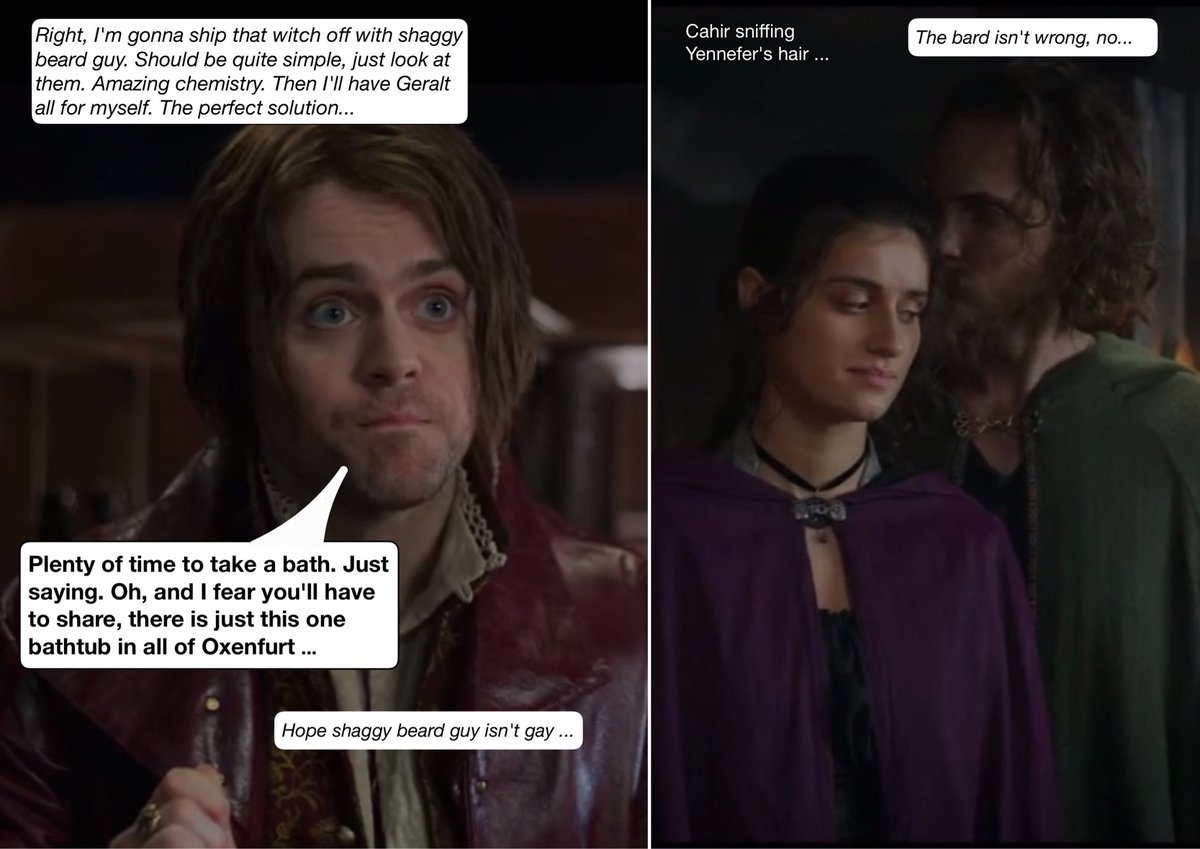 astaldis's tweet photo. Jaskier's evil masterplan π(βTime to take a bathβ on Ao3: https://t.co/QuxgmK4FTK)
#thewitchernetflix #thewitcher #jaskier #graskier #cahir #yennefer #cahirmawrdyffrynaepceallach #witcherseason2 #eamonfarren #joeybatey #anyachalotra #incorrectwitcher #incorrectwitcherquote https://t.co/tCU4zZfo09