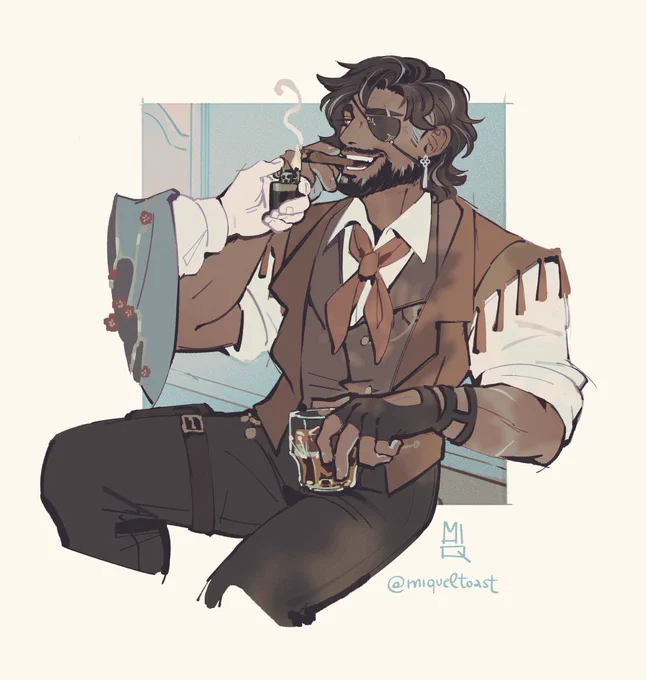 got to draw a handsome man - eberron version ;)fall exchange gift for   