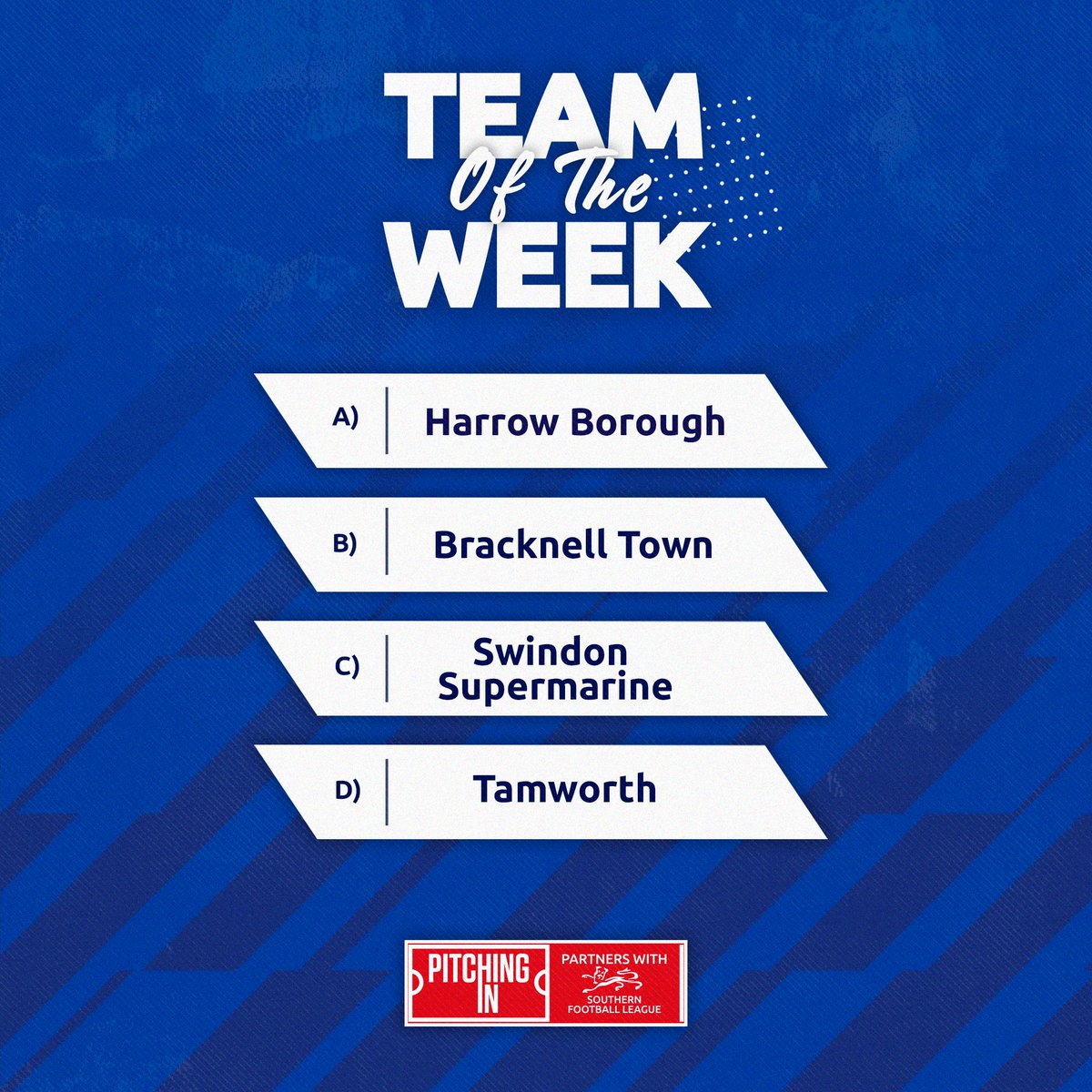 And finally there was a quartet of cupsets for <a href="/SouthernLeague1/">The Pitching In Southern Football League</a> sides - but only one can be crowned #PitchingInTOTW 👑