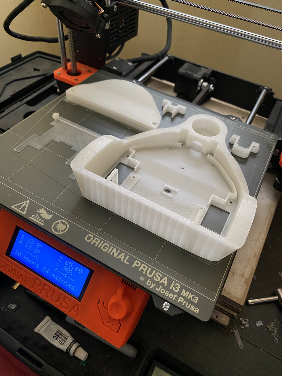 DirkNC's tweet photo. Getting ready to teach a month-long #combatrobot building class for kids @cscscience. Pretty good test #3Dprint of the body. https://t.co/UZEWkdVYSO