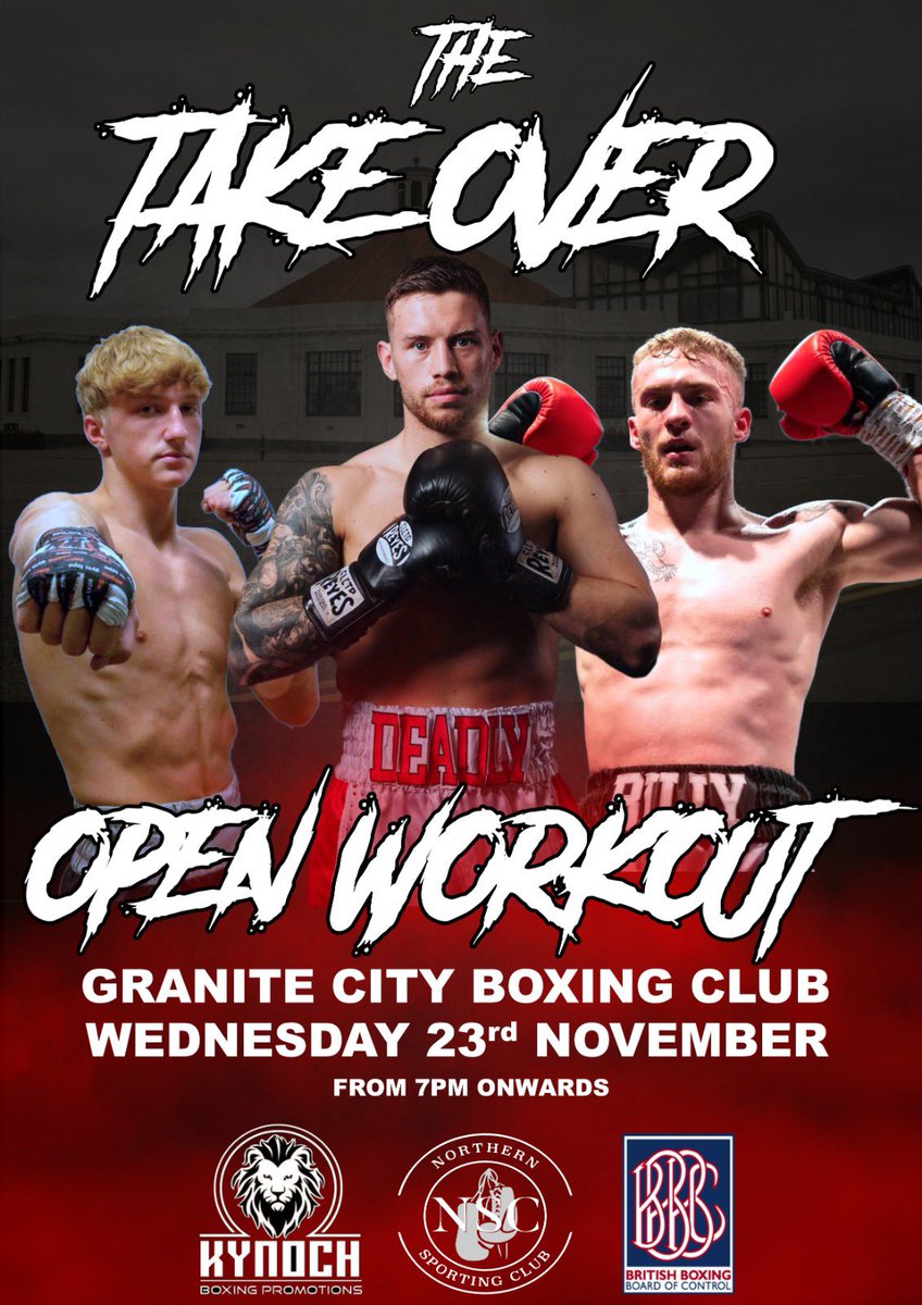 Would like to invite everyone and anyone to attend this open workout. This will be the home fighters last session before the big night and the support would be hugely appreciated!👊🏻

<a href="/SamKynoch/">Sam Kynoch</a> 
<a href="/KynochBoxing/">Kynoch Boxing</a> 
<a href="/Northern_SC_Ltd/">David McAllister</a> 
<a href="/evolveduk/">Evolved Performance</a> 
<a href="/andrewusher/">Dr Andrew Usher</a> 
<a href="/TEXO_UK/">TEXO</a>