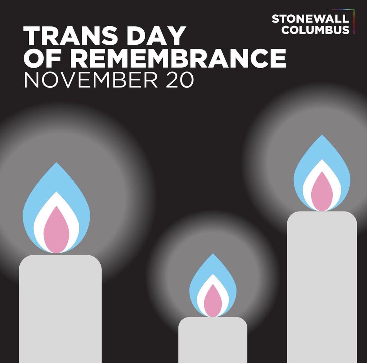stonewallcmh's tweet photo. Nov 20th is recognized as Transgender Day of Remembrance commemorating all the transgender people lost to violence. We celebrate their lives and their courage.
• Join TransOhio, T-Talks, and the Trans Pride March for the annual TDoR event - for details: https://t.co/qf1lZTjGp2 https://t.co/U34liaQrFS