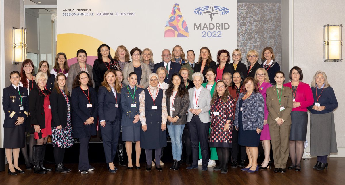 natopa's tweet photo. At #NATOPAMadrid, President @GerryConnolly and @ZaidaCantera, Head of the 🇪🇸 delegation to the #ANOPA hosted a Women in Defence discussion and emphasized the essential role of women in #peacebuilding and conflict prevention, and the importance of achieving #GenderEquality. https://t.co/I12dlS6Zpb