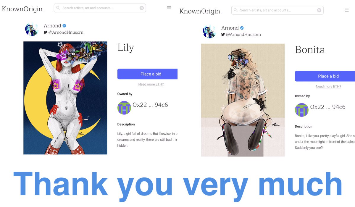 ArnondHnusorn's tweet photo. Thank you very much @mus13m 🙏🏼🎊❤️ #nftcollectors 
For supporting and liking my work #NFT #NFTs #NFTartist 
MOON WOMEN🌙 
#nftcommunity https://t.co/5EjD1fN1mF