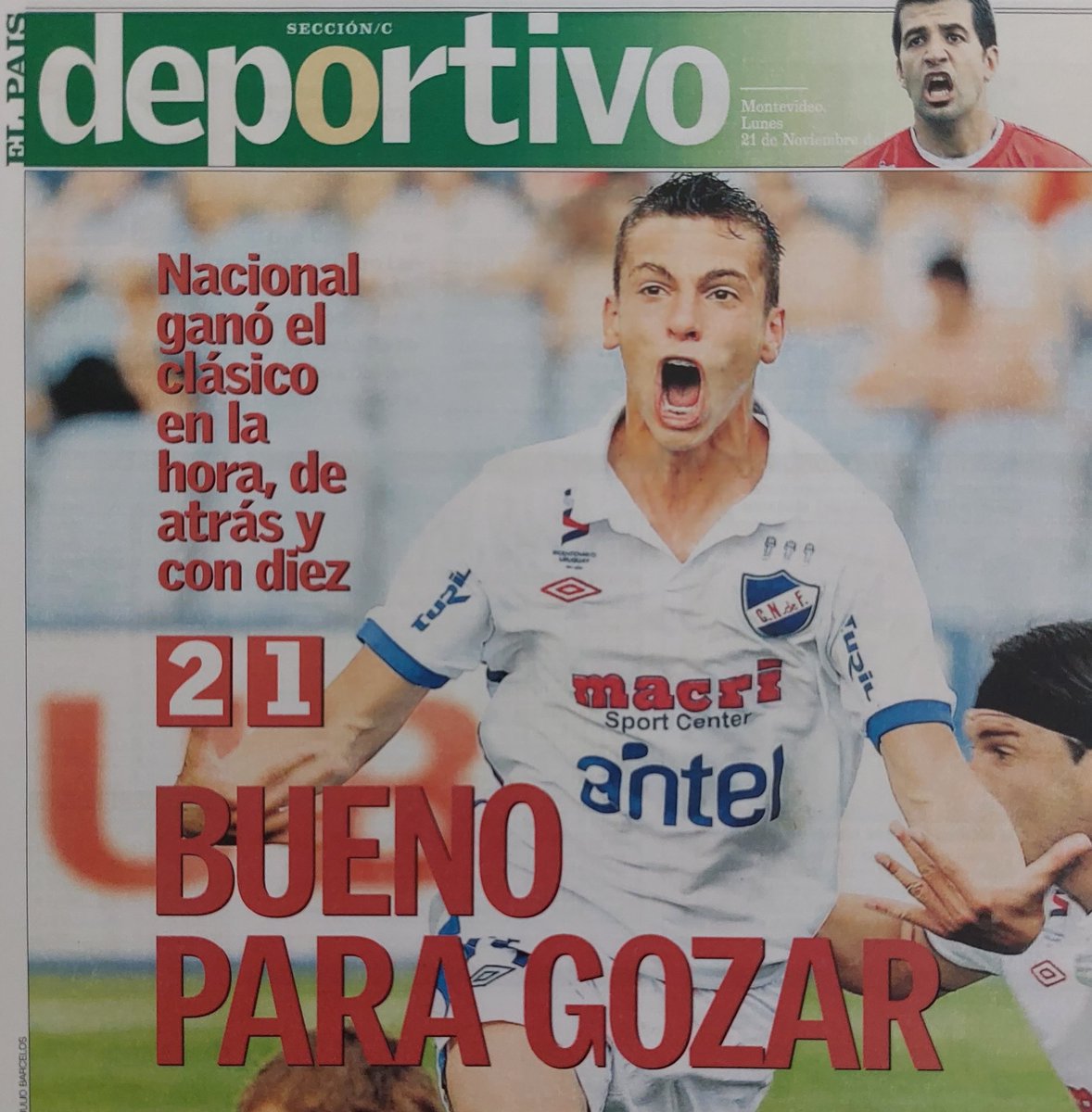 🗓 20/11/2011

<a href="/Nacional/">Nacional</a> derrotó 2️⃣-1️⃣ a Peñarol por el 🏆 Apertura 2011/2012

🏟 Centenario

⚽️ <a href="/Gonzabueno931/">Gonzabueno93</a>
⚽️ <a href="/Chino_Recoba20/">Álvaro Recoba</a>

✅Remontada clásica 2️⃣8️⃣/3️⃣0️⃣

✅En la hora y con 10

🏆🏆🇺🇾 De la mano del “Muñeco” Gallardo, el Decano se encaminaba al Bicampeonato Uruguayo 🇺🇾