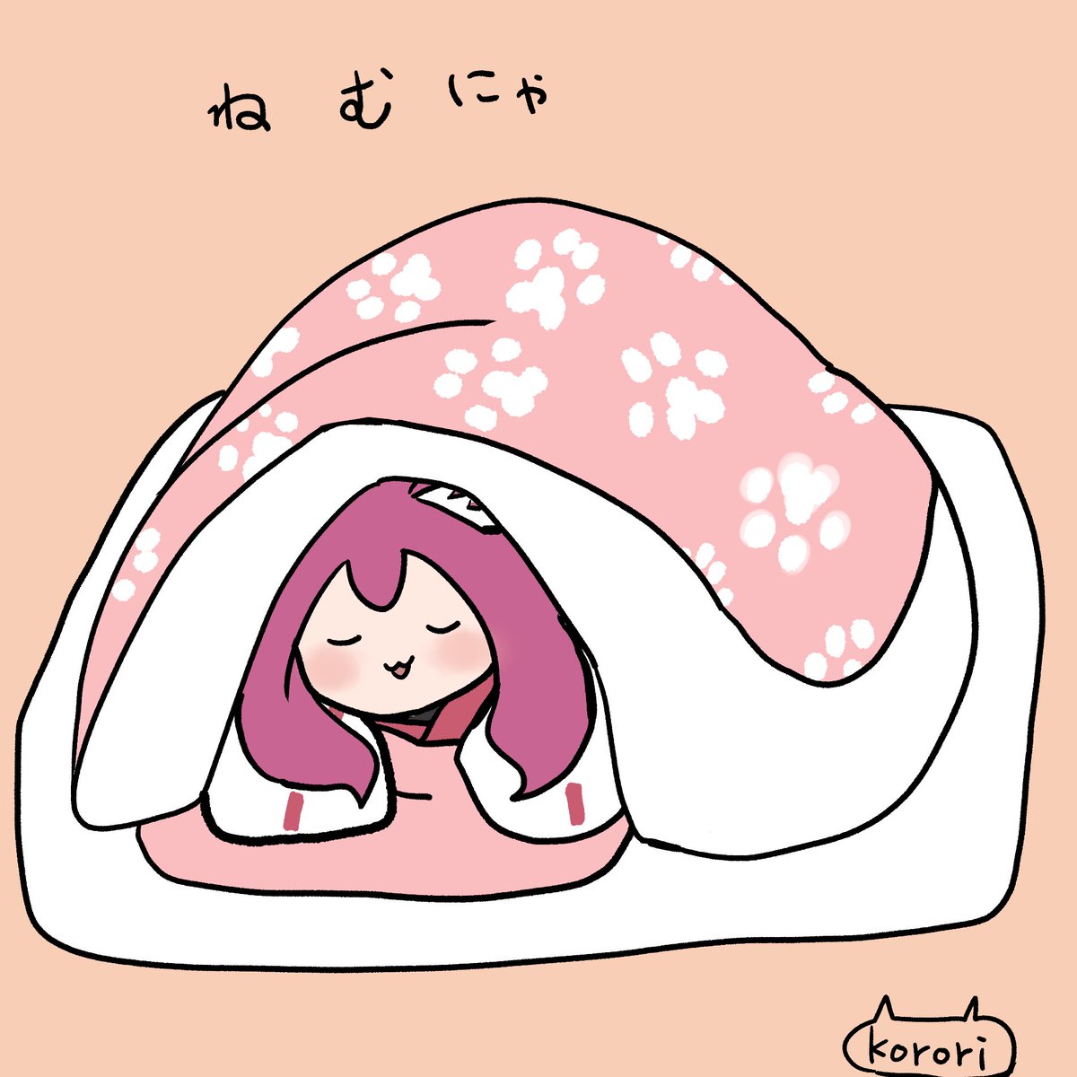 1girl closed eyes solo :3 simple background futon under covers  illustration images