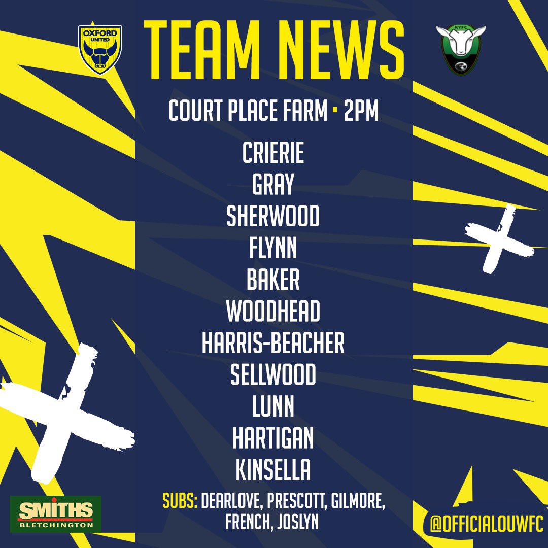 OfficialOUWFC's tweet photo. ๐ ๐๐๐ผ๐ ๐๐๐๐ ๐
Here's how the Development Squad line up against
@kidlingtonyfcl in the @OxfordshireFA County Cup.
๐ก๐ต#OUWFC https://t.co/ys9Xbwfmql
