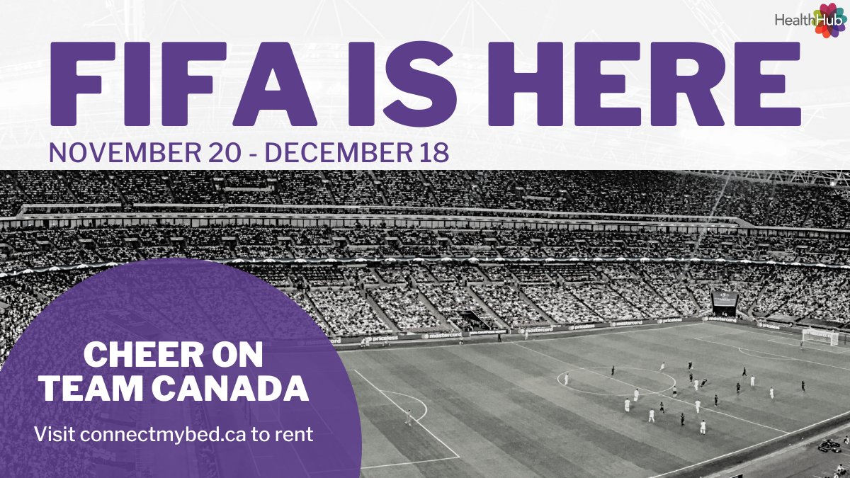 FIFA is here &amp; Canada is competing! To celebrate, HealthHub will donate ten cents for every rental from Nov 20 to Dec 18 to <a href="/KidSport/">KidSport</a>! Don't miss a game... Visit connectmybed.ca to connect to TV &amp; entertainment services at your bedside &amp; cheer on your favourite team!