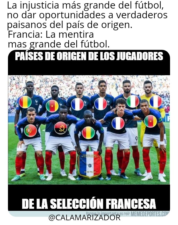 messillardo's tweet image. Ojalá algún día, sea oficial, que solo futbolistas de origen del país, puedan disputar un mundial, sería más justo y realmente veríamos que país merece salir Campeón del Mundo
-Gana Francia: El 80% jugadores nacionalizados, una injusticia brutal

#QatarWorldCup2022
#FIFAWorldCup