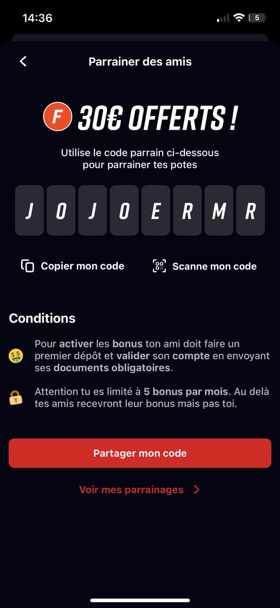 Boystency's tweet photo. Pour tous ceux qui veulent s'inscrire sur Betclic, je vous passe mon code parrainage en dessous. Vous aurez: 30€ de paris gratuits + premier pari remboursé jusqu'à 100€.

#aminematue #QatarWorldCup2022 #FIFAWorldCup #Paris #parisportif #betlic #parrainage https://t.co/a56Os6ne6m