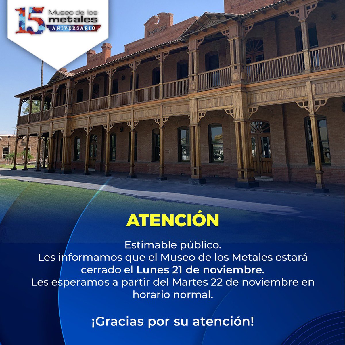 AVISO‼️

Nuestras instalaciones permanecerán cerradas el día de mañana, lunes 21 de noviembre. Los esperamos a partir del martes 22 de noviembre en nuestro horario regular.

#ElMudeoContigo