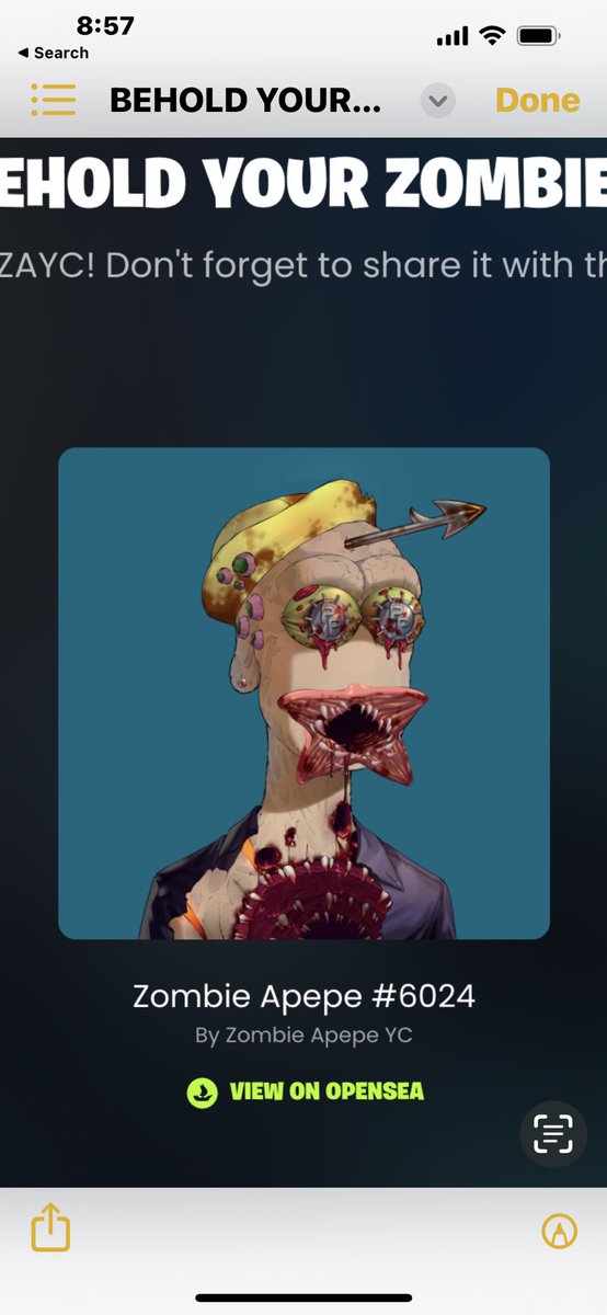 My Zombie Apepe! 
From my Rare Apepe!  The process was amazing!  
<a href="/ZombieApesClub/">Zombie Apes Club</a> 
#apepe #rareapepe #zombieapepe #zapepe #rapepe #zombieapeclub <a href="/RareApepeYC/">Rare Apepes (Old Account)</a> #rareapepeyc