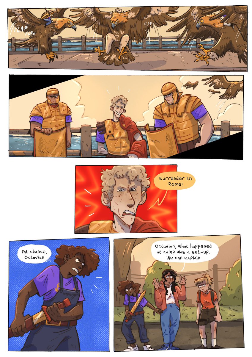 reposting this percy jackson comic i did based off a scene from mark of athena cause it's cute and i still like to think about them :') 