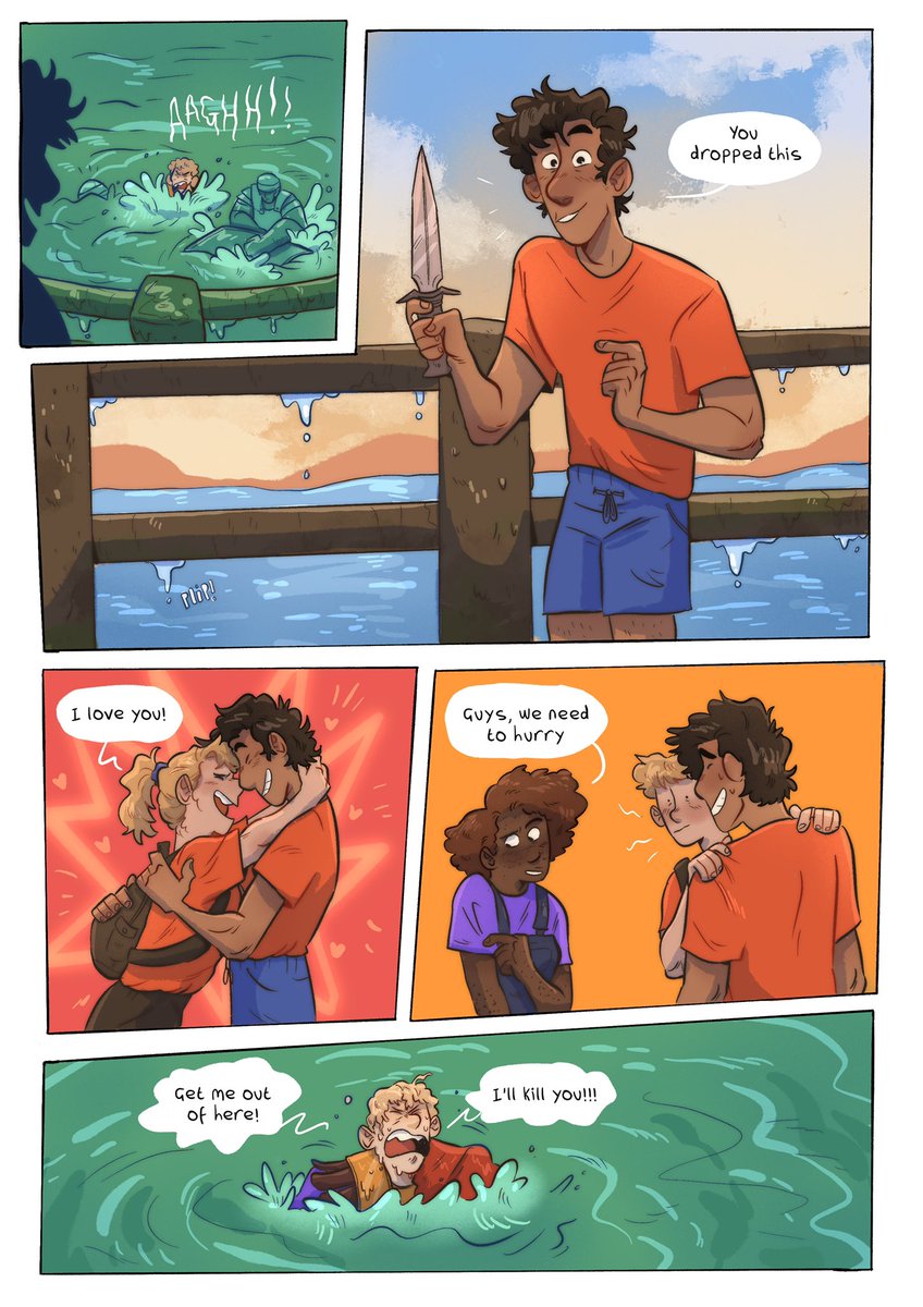 reposting this percy jackson comic i did based off a scene from mark of athena cause it's cute and i still like to think about them :') 