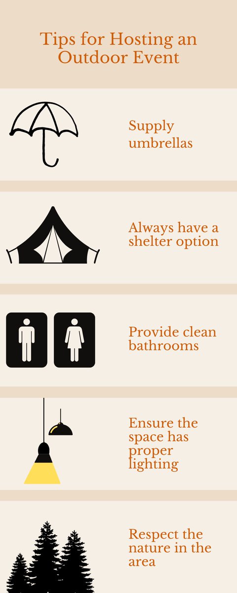 DMCcampcort's tweet photo. Are you hosting an outdoor event? Check out this infographic for our top 5 tips! #outdoorevents #rainorshine https://t.co/Z7UeSZ6N12