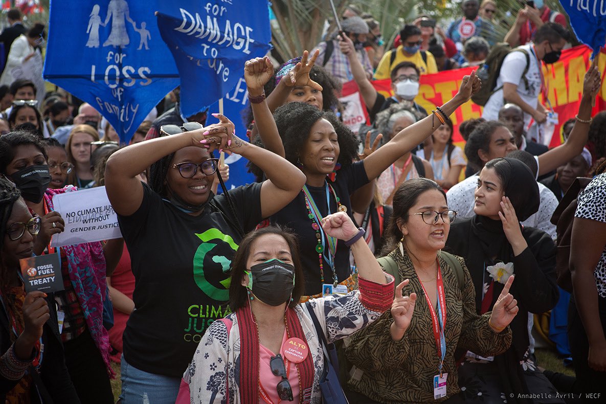 Our #COP27 take >> 📣 “Even w/ wins, this process fails to meet urgency that science &amp; experience are calling for—a full-scale, just, equitable &amp; gender-just transition away from fossil fuel extractive economy towards care &amp; regenerative economy.” 💪 womengenderclimate.org/press-release-…