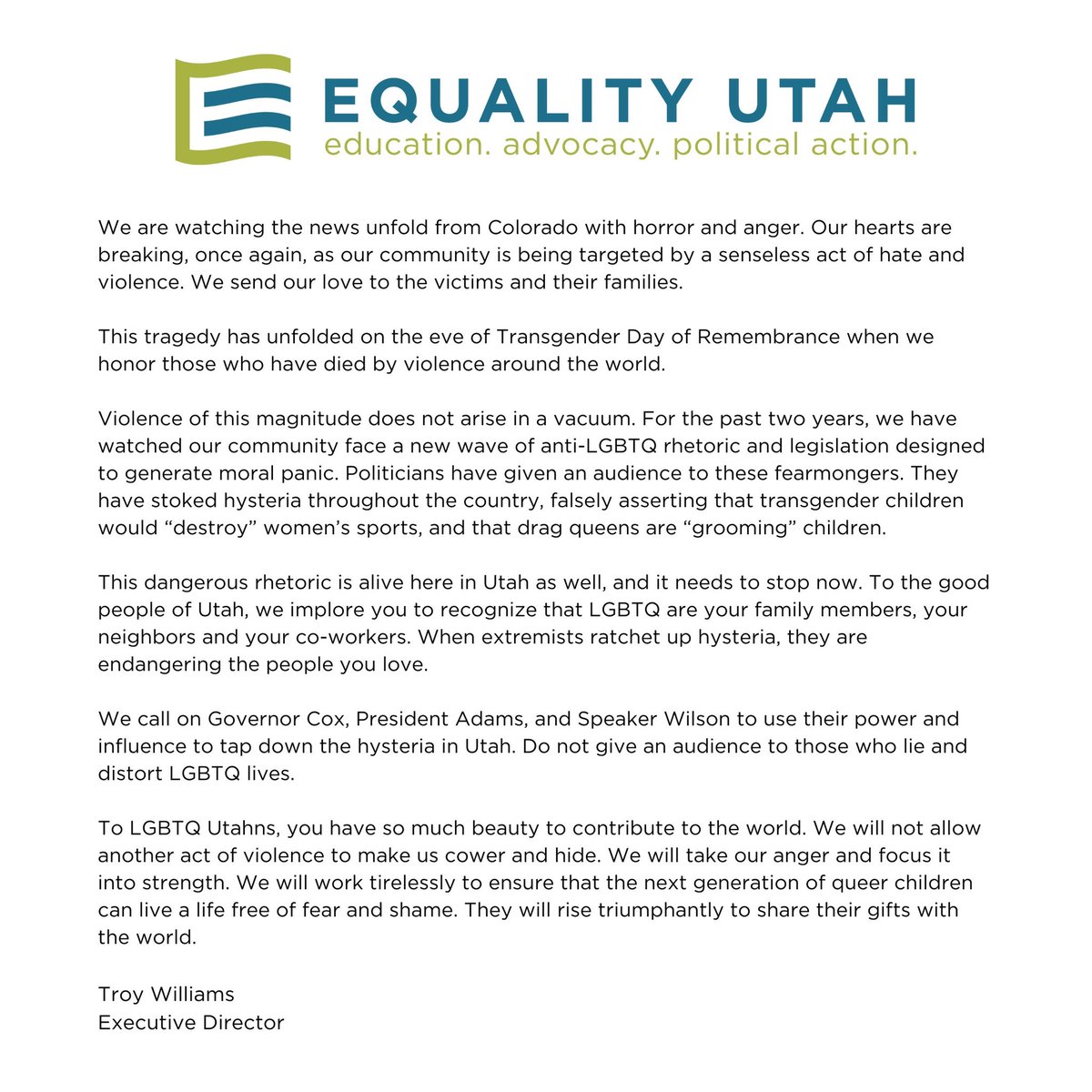 Violence of this scale does not happen in a vacuum. Efforts to intimidate and dehumanize our community have been escalating. We need courageous leaders and allies to stand in solidarity with LGBTQ Americans.