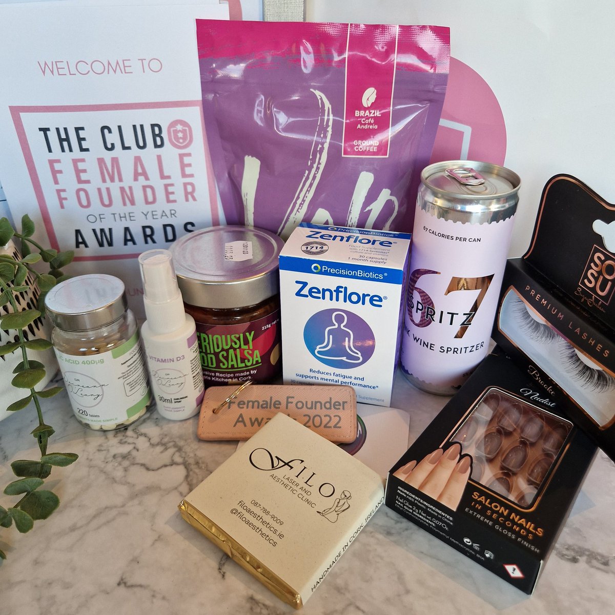 Thank you so much to the fantastic businesses that contributed to our goody bags for our Female Founder Awards 💖
@Veloroasters
<a href="/drdoireann/">Dr. Doireann O’Leary</a> #SupplementsMadeSimple
<a href="/louisecooney_/">Louise Cooney</a> #67Spritz
@SoSueMe_ie #SoSuCosmetics
<a href="/rootscork/">Rootskitchencork</a>
@rainbowcres
@filoaesthetics
@zenfloreireland