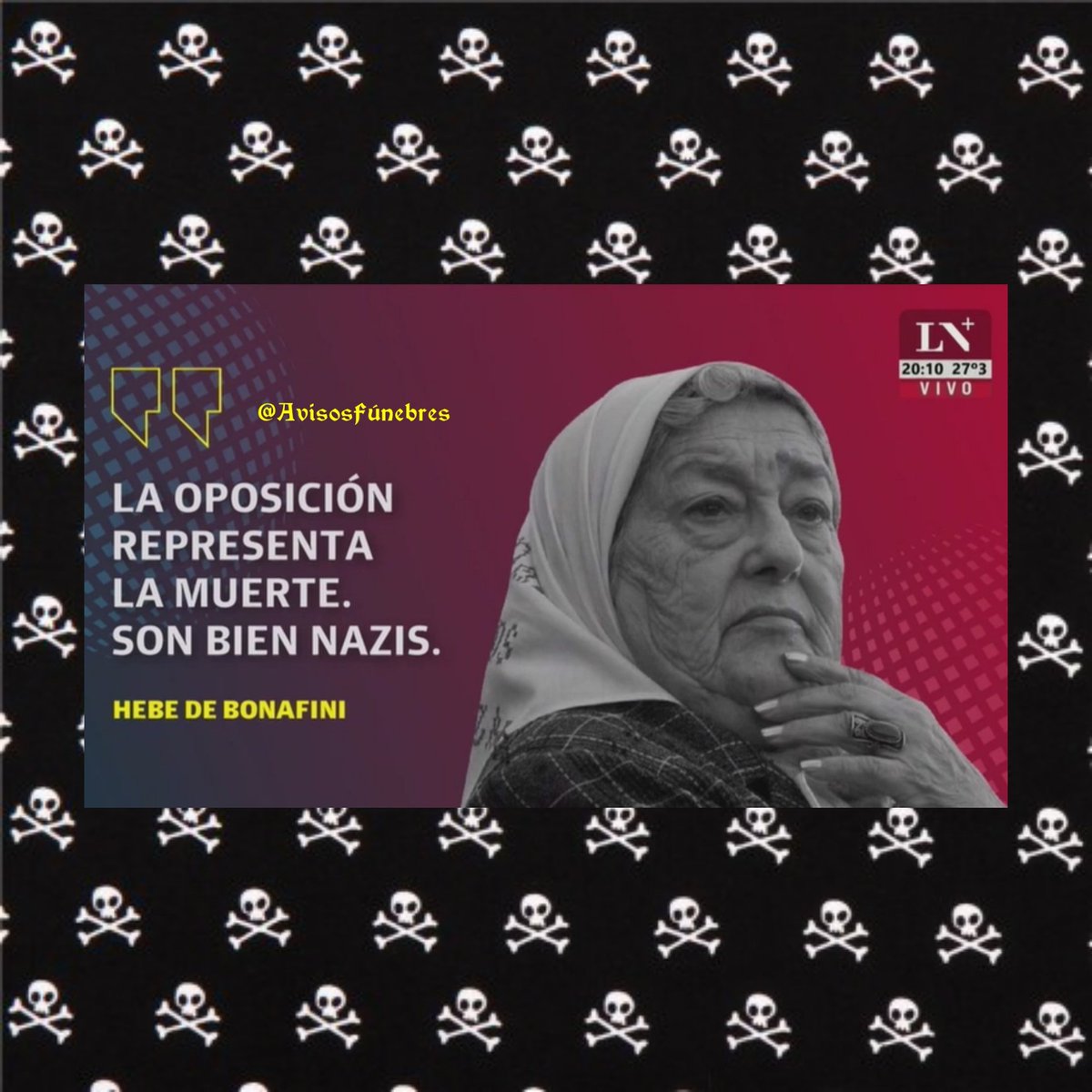 La oposición representa la muerte. Son bien nazis. Hebe de Bonafini

#El48 #Bostafini Sueños Compartidos #Nazis Viva la Patria