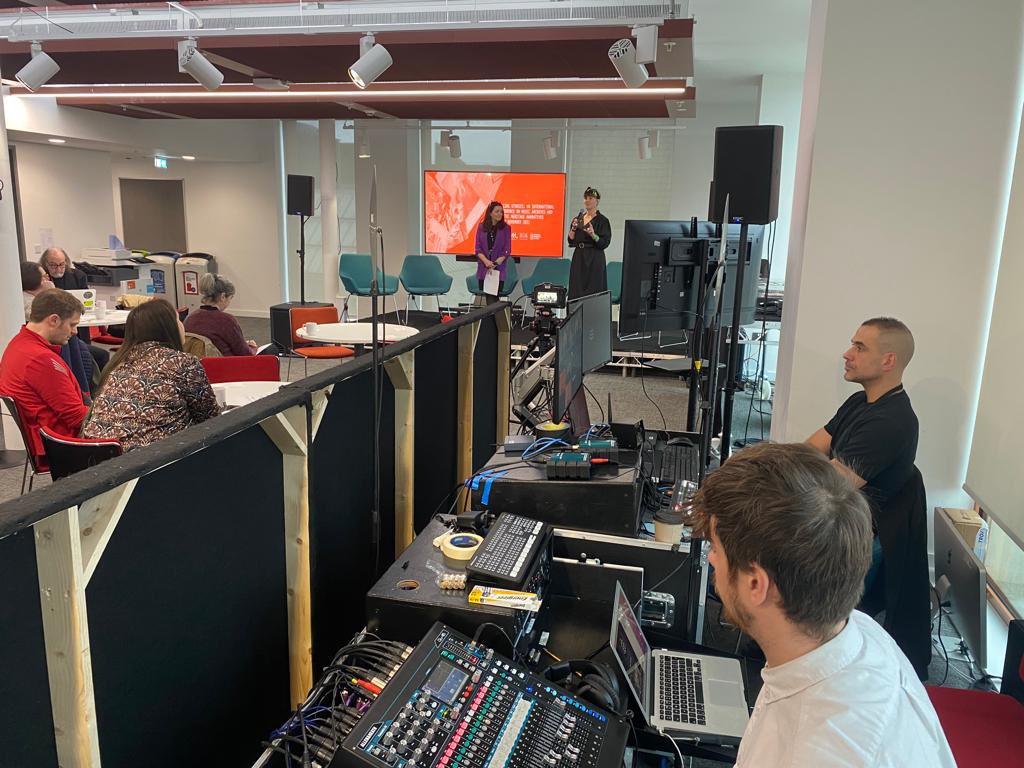 ProfKFairclough's tweet photo. Well it almost broke us, but we pulled it off. After a huge amount of planning &amp; 3 intense days we delivered @MusicStory22 Colleagues from Uruguay, China, Canada, France, India &amp; the US were welcomed to @@schoolofdigitalarts @mdmarchive. Thank you to @alsurtees &amp; our tech team. https://t.co/xyjJbaMct4