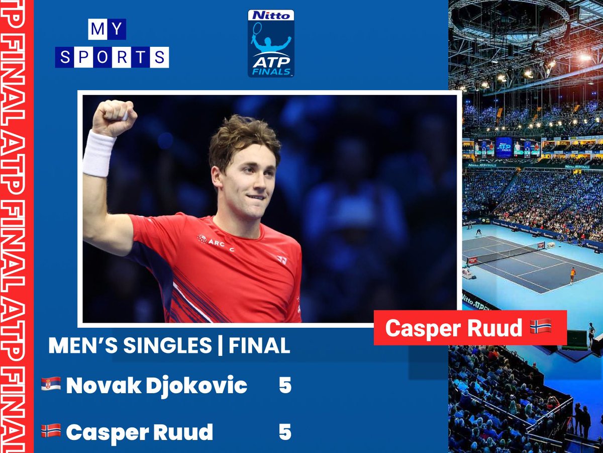 _MySports's tweet photo. 🚨🚨 CASPER RUUD 🇳🇴 ÉGALISE (5/5) !!! 🔥 #NittoATPFinals https://t.co/3bT0jDYhmz