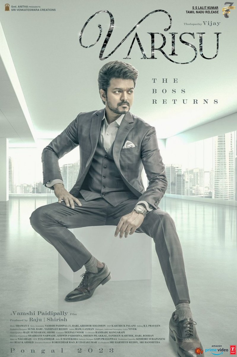 Wasnyahmed's tweet photo. #varisufirstlook 

@actorvijay sir @SVC_official @7screenstudio @directorvamshi @MusicThaman @iamRashmika @Lyricist_Vivek @TSeries @PrimeVideo @SunTV 

#Varisu #VarisuPongal2023 https://t.co/I4e4seNj5Q