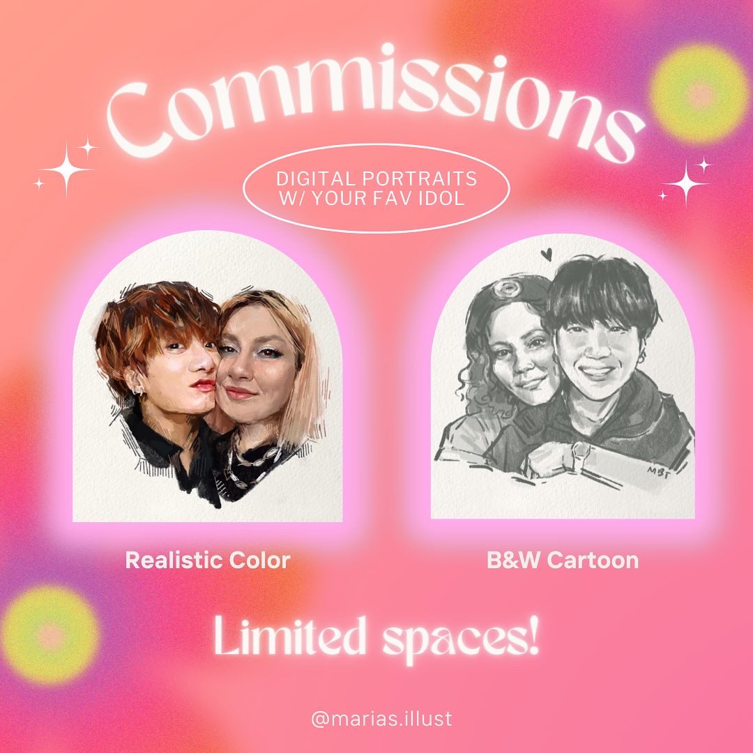 Maribtor0's tweet photo. I’m opening new spots for my idol portrait commissions!!!♥︎ 

For more info dm me on insta: marias.illust  

#kpop #kpopfanart #bts #Digitalart #JungKook #artistsontwitter https://t.co/yMF2p6Rt2T
