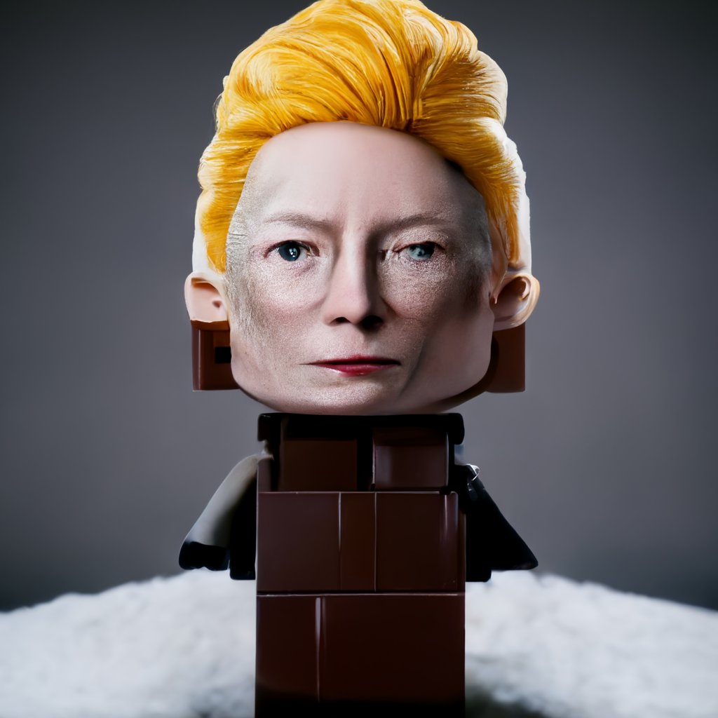 AutoLifehacker's tweet image. Stunning even in block form.

Prompt: &quot;Lego Tilda Swinton&quot; #Legos #TildaSwinton #MidJourney #AI #AIArt #GenerativeArt