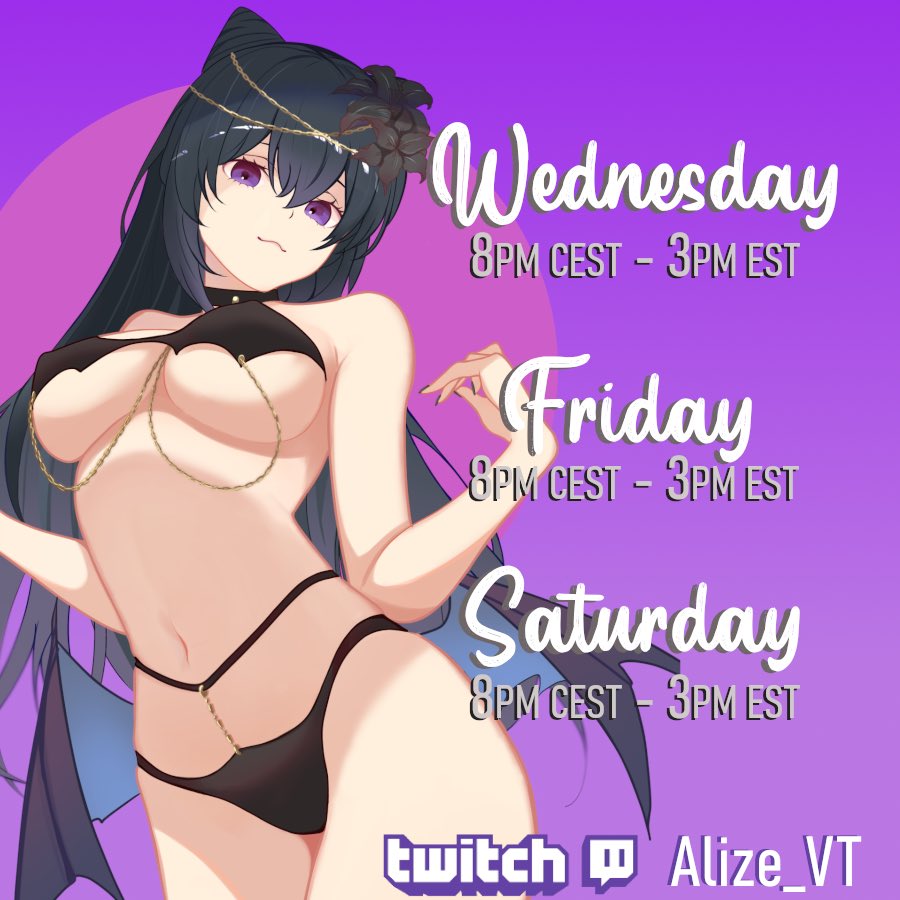 Alize_VT's tweet image. 💜🍿 TWITCH SCHEDULE 🍿💜
~~~~~~~~~~~~~~~~~~~~~~~~