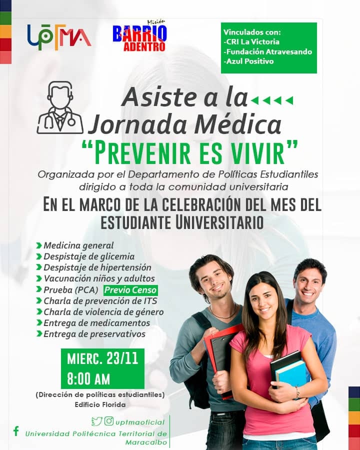 uptmaoficial's tweet photo. JORNADA MÉDICA DIRIGIDA PARA LOS ESTUDIANTES https://t.co/bW5LFEgtIN
