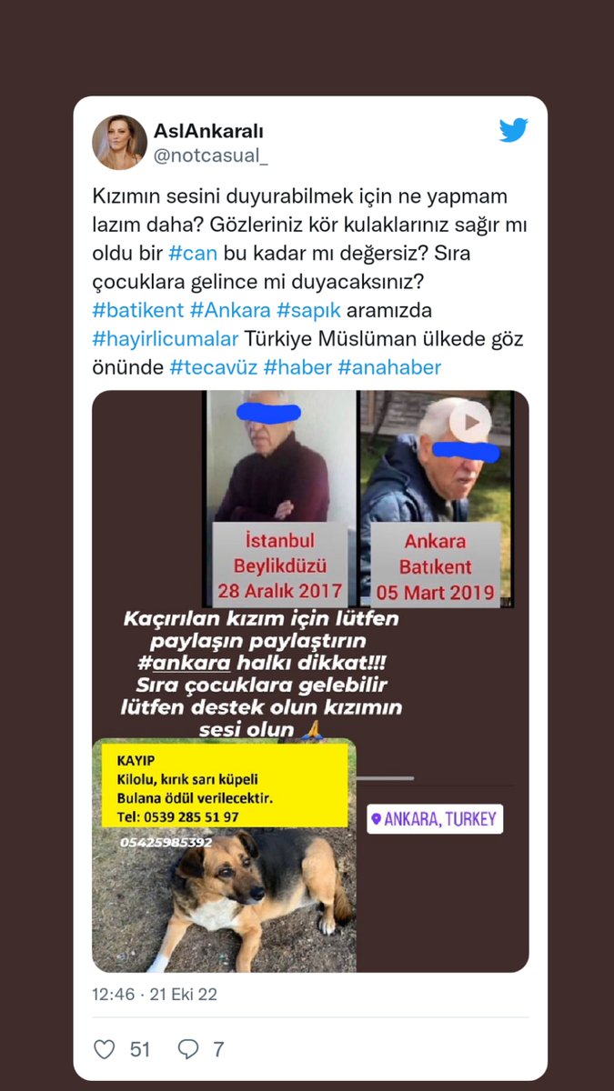 notcasual_'s tweet photo. @RuhatMengi2 Mesajım size ulaşır mı bilmiyorum ama kızım için yazmak istedim. 11 yıldır sitemizin bahçesinde baktığımız köpeğimiz 14 Ekim akşamı bir tecavüzcü tarafından kaçırıldı ve o günden beri didik didik aramamıza rağmen izine rastlayamadik.Günlerce sosyal medyada https://t.co/7LzosAV7YJ