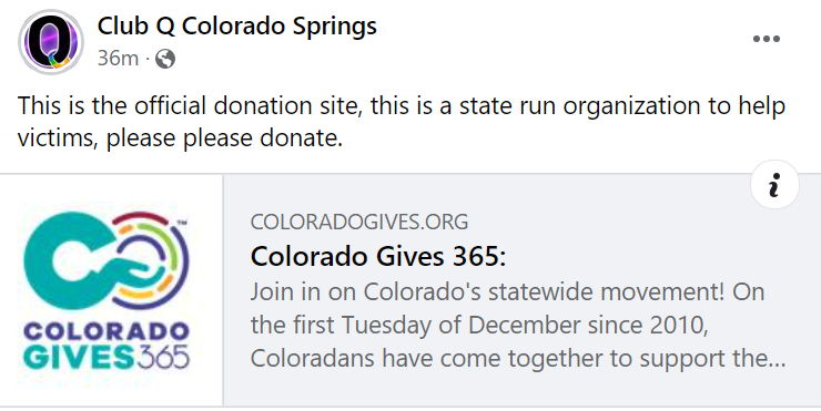 rmpbs's tweet photo. Club Q has posted saying this is the official page for donations.
https://t.co/BZFhGRgXjX https://t.co/O3ngXxs2ap