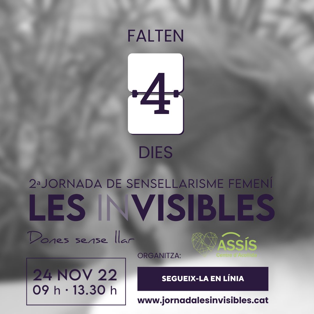 CentreAssis's tweet photo. A les dones ens afecten altres formes de #sensellarisme que estan profundament invisibilitzades. És el que anomenem #sensellarismeocult.

📢 Apunta’t a l’streaming de la 2ª Jornada de Sensellarisme Femení #LesinVISIBLES.
🕒 09.15 h
https://t.co/eSkSbb8Nn7 https://t.co/pQqbjvnJLZ