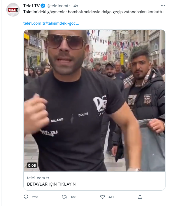 dogrulamaservis's tweet photo. Sosyal medyada paylaşılan ve bazı basın yayın organlarında habere konu olan, "3 Suriyeli Taksim'deki terör saldırısıyla dalga geçti" iddiası, yabancı düşmanlığını körüklemeye yönelik dezenformasyon örneğidir. https://t.co/1zJFj8BoJf