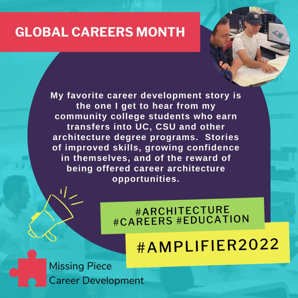 shaunt_ra's tweet photo. Quick share of my favorite #CareerDevelopmentMonth story: i love when students tell me after earning transfers to @UofCalifornia @calstate @NAABNews #architecture programs about growing skills, self confidence and career opportunities. https://t.co/wk7enAQp27 #Amplifier2022 https://t.co/QgHw2wTynF