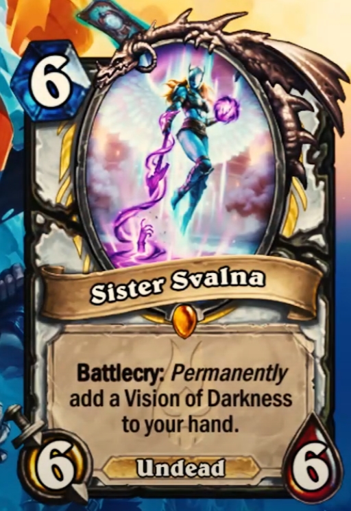 HSTopDecks's tweet photo. New Priest card from March of the Lich King revealed - Sister Svalna! https://t.co/xMflg14jH4 #Hearthstone #MarchOfTheLichKing https://t.co/TqEuuLMkiq