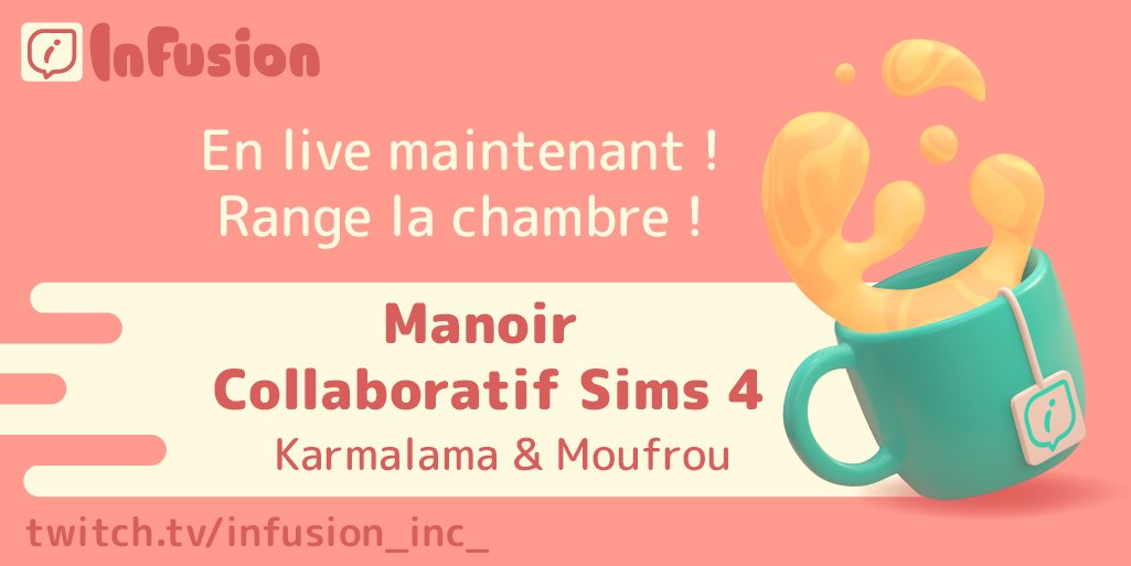 🍵Une nouvelle journée de stream démarre sur twitch.tv/infusion_inc_ 
On commence par la découverte de vos créations sur les Sims4 avec @alicepi_draws et @Moufrou_ pour créer notre maison de sorcières collaborative.