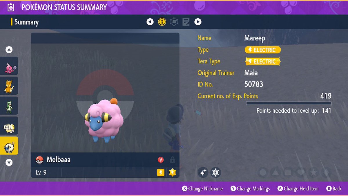 MaiaLavender's tweet photo. Found my First Shiny✨

Shiny Mareep! Like a big cotton candy plus modest nature😆

#PokemonScarletandviolet #PokemonViolet #ShinyPokemon #MaiaPost https://t.co/sOCd0W2EaJ