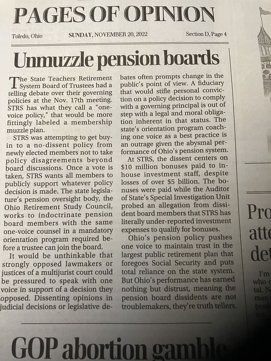 strsohwatchdogs's tweet photo. Unmuzzle Ohio's Pension Boards @PhilPlummerOH40 @STRSOhio @SERSofOhio @OhioPERS @OHPoliceAndFire https://t.co/1KoZlpl014
