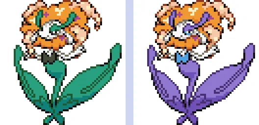 #ポケモン #ドット絵 、745日目は #オレンジいろのはな の #フラージェス。会えました。&捕まえました。#pokemon #pixelart 