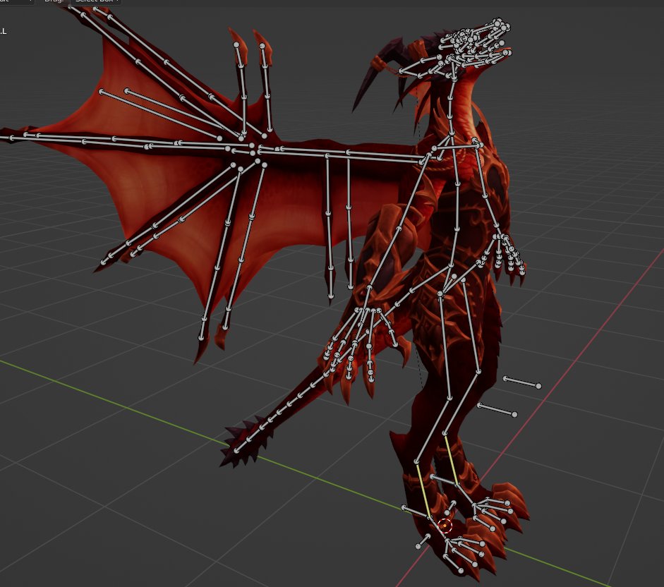 I recreated my Dracthyr (with alterations of colors) in Blender out of individual model parts from WoW, and made the Armature (Skeleton) myself. Maybe it does not look like it, but that was a lot of work.. :D and I'm proud that I got it to work without help ^.^ 

#b3d #warcraft
