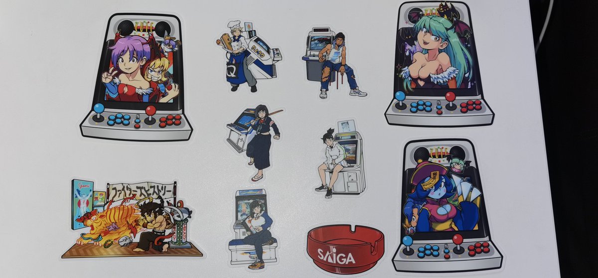 7Ten's tweet photo. Awesome sticker drop arrived from @SaigaDOS !! Thank you 🙏 #Streetfighter #VampireSaviour #PopnMusic #KOF #Tekken #VirtuaFighter https://t.co/Fmp8q7DeWp
