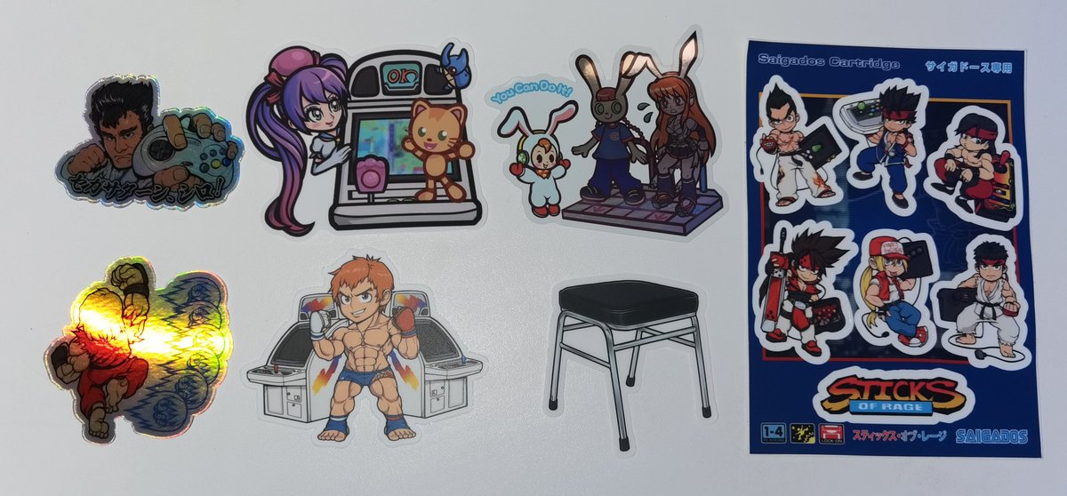 7Ten's tweet photo. Awesome sticker drop arrived from @SaigaDOS !! Thank you 🙏 #Streetfighter #VampireSaviour #PopnMusic #KOF #Tekken #VirtuaFighter https://t.co/Fmp8q7DeWp