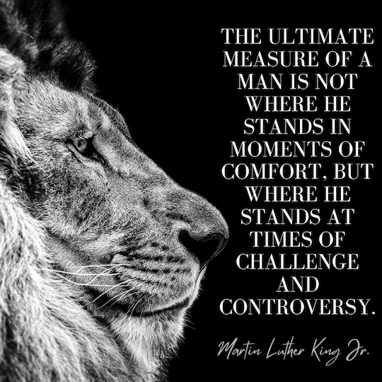 MichaelW888's tweet photo. “The ultimate measure of a man is not where he stands in moments of comfort, but where he stands at times of challenge and controversy.”   #leadership #ThinkBIGSundayWithMarsha https://t.co/Qvx80p8vAL