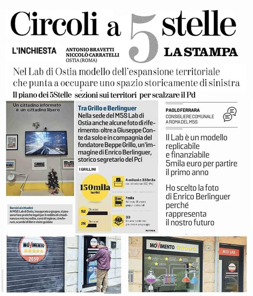 Il nostro "Laboratorio delle idee" in un articolo su " La stampa".

⭐ Movimento 5 Stelle Roma - Sede di Ostia

📌 Via delle Baleari 246  g.co/kgs/TRZFSW

📌 Segreteria: 06 88656326
📌 WhatsApp: 388 4462632

📌 Email: decimoinmovimento@gmail.com