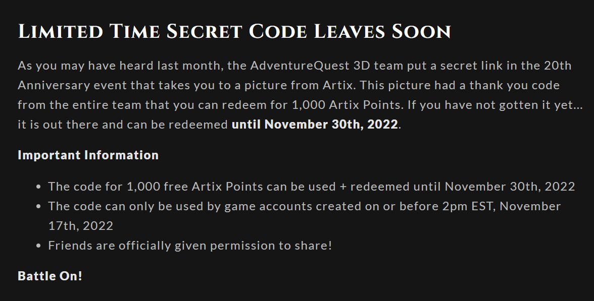 Shy On Twitter Breaking News The Free 1k Artix Points Will Leave Soon So Make Sure To Used 